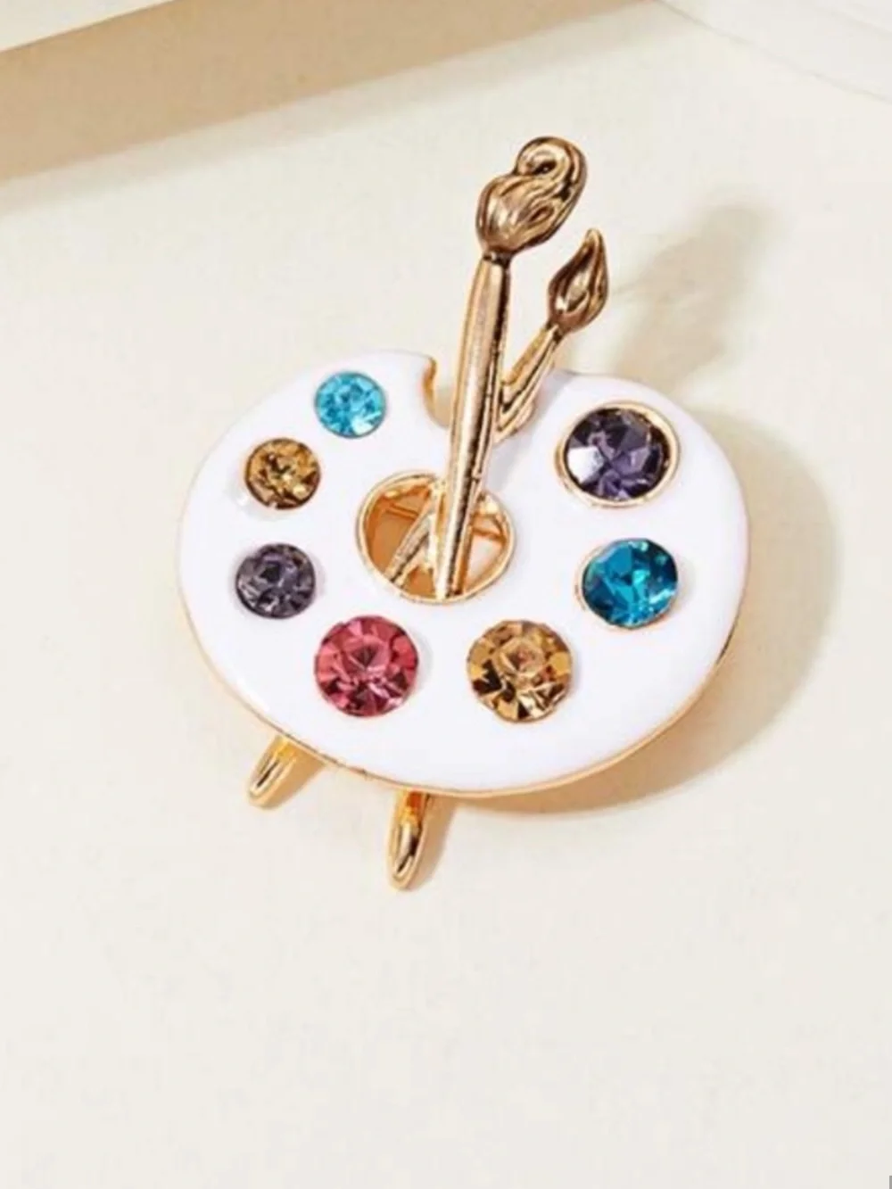White Enamel Artist Palette Brooch